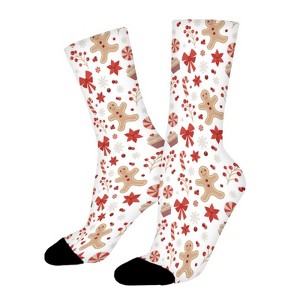 Christmas Gingerbread Man Pattern Women Printed Crew Socks Funny Funky Socks Soft Polyester Novelty Gifts for Artists Men - 1 of 1