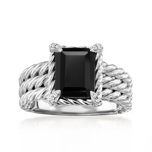 Ross-Simons Onyx 3-Row Ring With White Topaz in Sterling Silver - 1 of 4