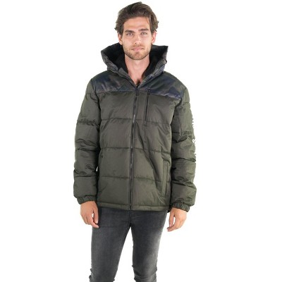 Members Only Mens Twill Block Puffer Jacket