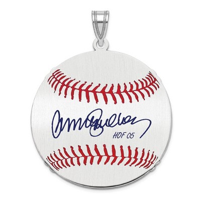 Black Bow Jewelry Sterling Silver Ryne Sandberg Signature LG Enamel Baseball Pendant