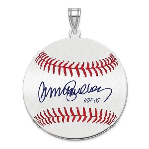 Black Bow Jewelry Sterling Silver Ryne Sandberg Signature LG Enamel Baseball Pendant - 1 of 4