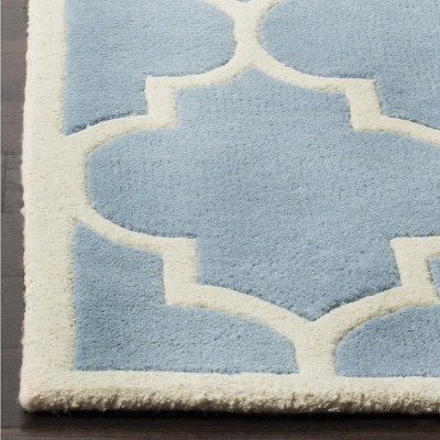 Blue and Ivory Hand-Tufted Wool Runner Rug