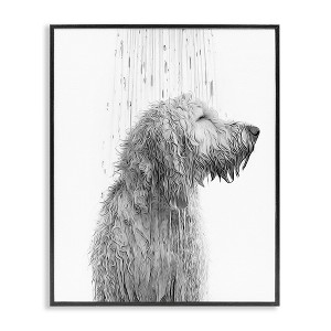 Stupell Industries Dog Bathroom Splash Black Framed Giclee Art - 1 of 4