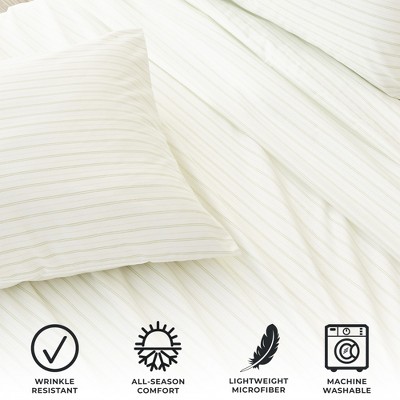 Laurel Green Twin Striped Microfiber Sheet Set