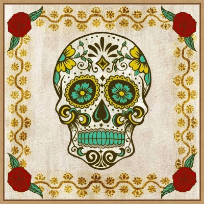 22" x 22" Day of the Dead IV by Grace Popp Framed Wall Canvas - Amanti Art