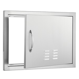 VEVOR BBQ Access Door, 24W x 17H Inch Single Outdoor Kitchen Door, Stainless Steel Flush Mount Door, Wall Vertical Door with Handle and vents, Silver - 1 of 4