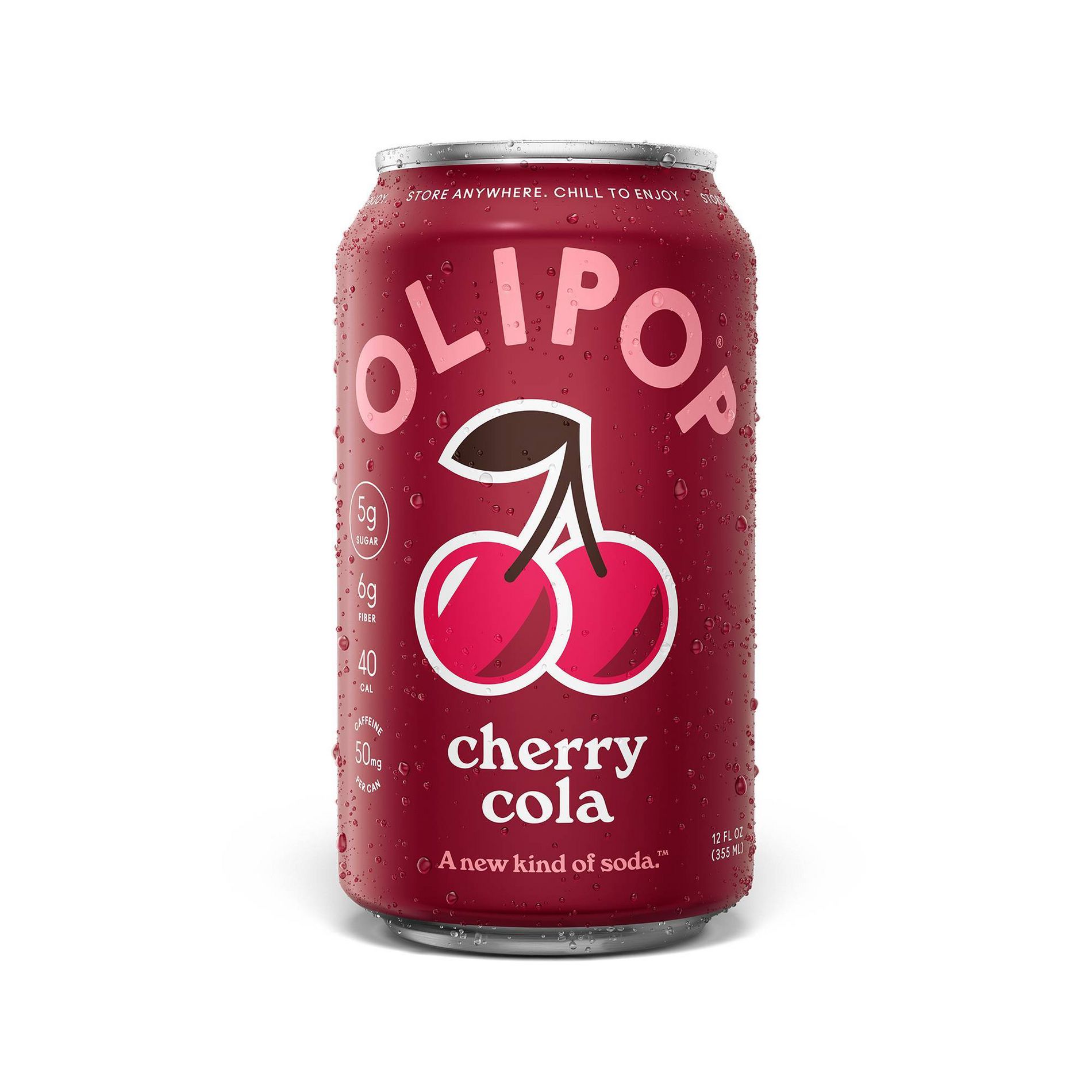 OLIPOP 6g Fiber Prebiotic Soda, Cherry Cola - 12 fl oz Can
