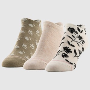 Goldtoe Signature Collection Women's 3pk Fresh Care Inked Floral Liner Socks - Off White/Oatmeal Heather/Khaki 6-9 - 1 of 4