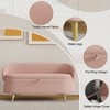 50" Storage Ottoman Bench, Upholstered End of Bed Storage Bench, Flip Top Entryway Footrest with Metal Legs for Bedroom Living Room Foot of Bed Pink - 3 of 4