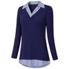 WhizMax Women's Long Sleeve Contrast Collared Shirts Patchwork Work Blouse Tunics Tops - 2 of 4