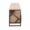 58.75" Contemporary TV Stand in Natural Wood and Black Steel by LumiSource with 3 Display Shelves and Pull-Out Drawers for Living Room - 3 of 4