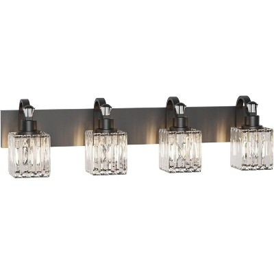 Garvee Modern Crystal Bathroom Vanity Lights Black Bathroom Light Fixtures Crystal Vanity Shower Lights Over Mirror, Mirror Glass