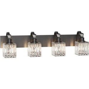 Garvee Modern Crystal Bathroom Vanity Lights Black Bathroom Light Fixtures Crystal Vanity Shower Lights Over Mirror, Mirror Glass - 1 of 4