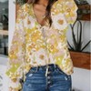 LEVEN SIXTEEN Boho Floral Long Sleeve V-Neck Tops - 2 of 3