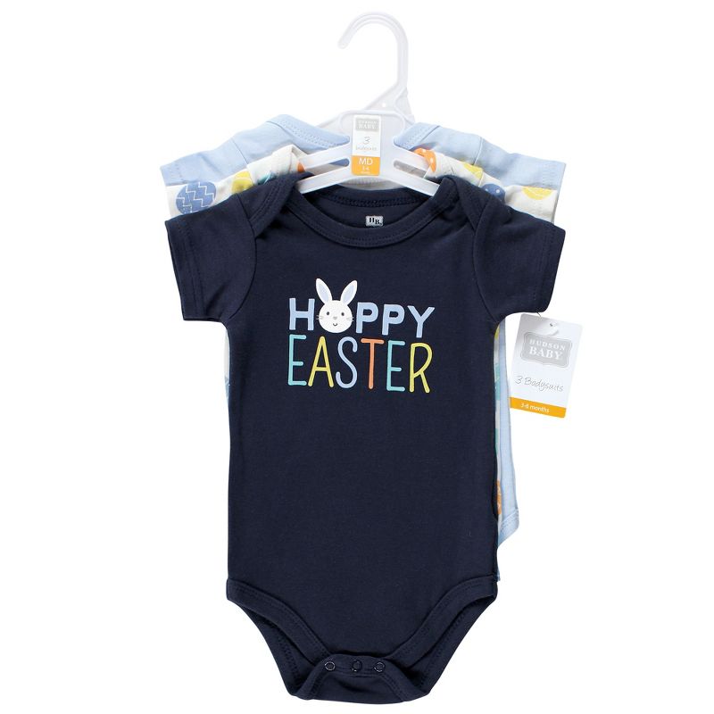 Hudson Baby Infant Boy Cotton Bodysuits, Hoppy Easter, 3 of 7