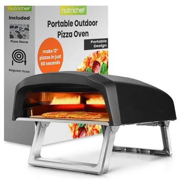 NutriChef Portable Outdoor Pizza Oven - Gas Fired, Fire & Stone Outdoor Pizza Oven