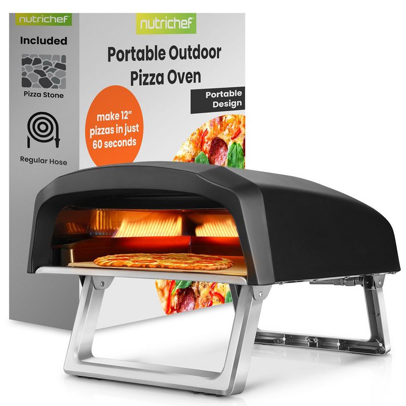NutriChef Portable Outdoor Pizza Oven - Gas Fired, Fire & Stone Outdoor Pizza Oven, 1 of 8