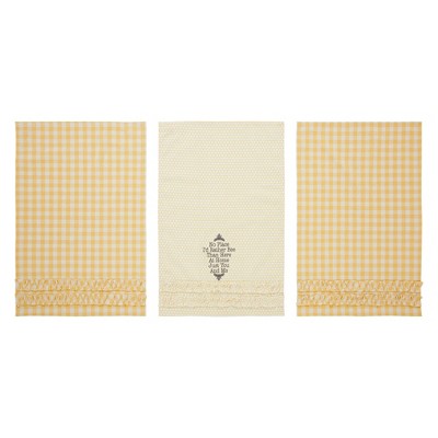 Buzzy Bees Ruffled Tea Towel Set of 3 19x28