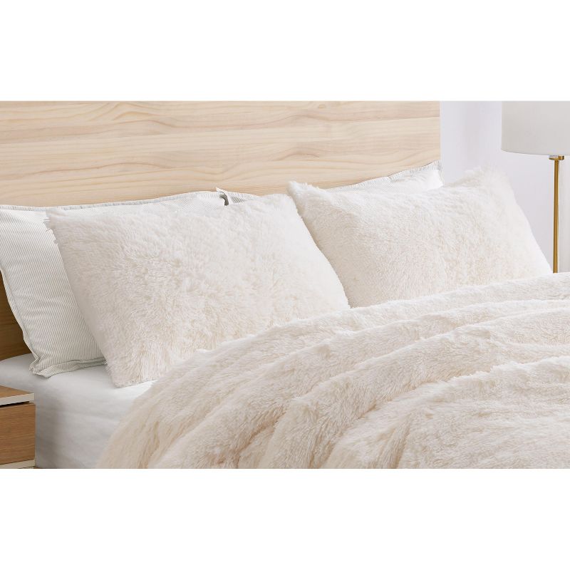 Sweet Jojo Designs Throw Pillow Covers Boho Faux Fur Ivory 2pc, 3 of 5