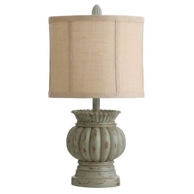 Round Distressed Sage Fluted Table Lamp - StyleCraft