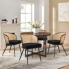 Bekrvio Rattan Dining Chairs - Cane Back & Curved Arm,Boucle Fabric Upholstered, Mid Century Modern Kitchen Chairs for Living Room - 4 of 4
