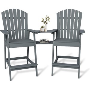 Outdoor Tall Chairs Set of 2, Patio Barstools with Connecting Tray, High Back, for Deck, Backyard, Balcony - 1 of 4