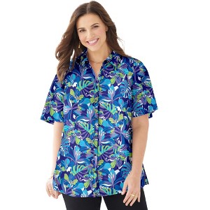 Catherines Women's Plus Size Petite Timeless Short Sleeve Blouse - 1 of 4