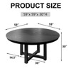 PexFix 59" x 59" Solid Wood Farmhouse Dining Table Round Wood Texture Top with Cross X Base for Modern Dining Rooms & Family Gatherings Black - 4 of 4