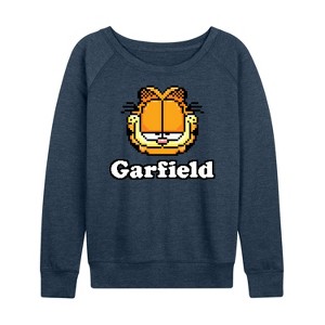 Women's - Garfield - Video Game Garfield Logo Lightweight French Terry Wide Neck Long Sleeve Shirt - 1 of 4