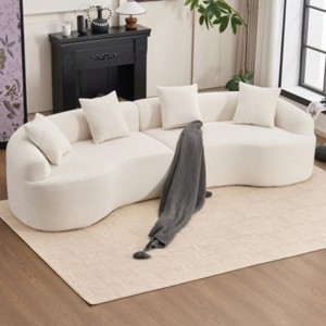 110'' Curved Modular Sectional Sofa with 4 Pillows, Deep Seat Chenille Sleeper Couch for 4 People in Living Room or Apartment–The Pop Home - 1 of 4