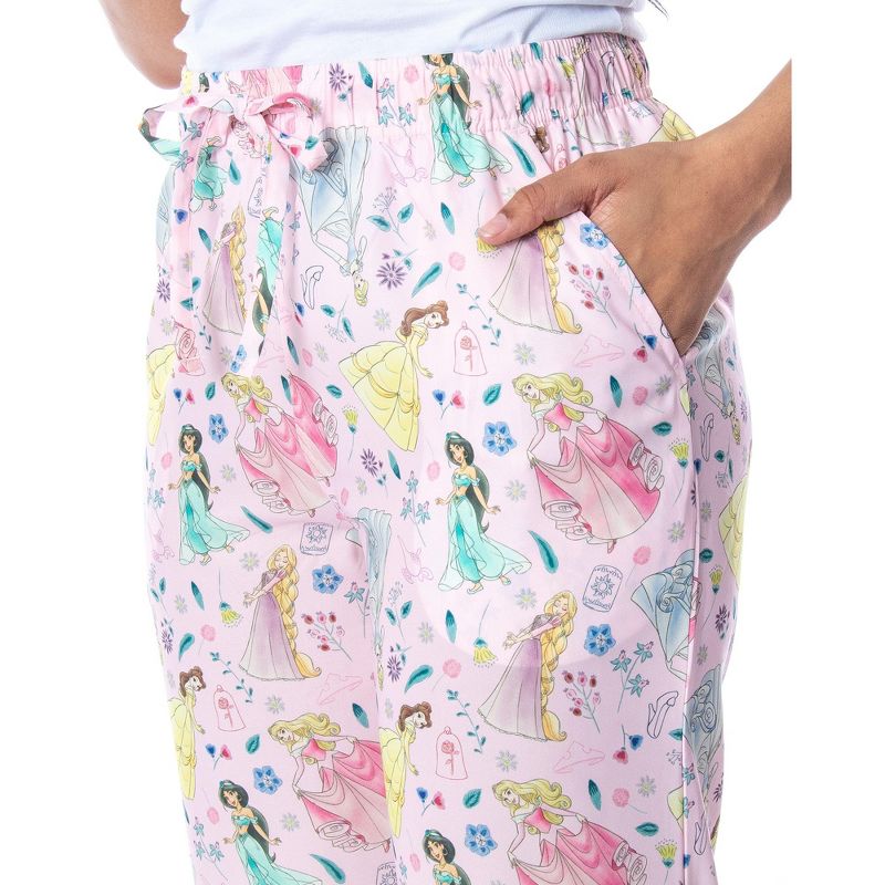 Disney Princess Women's Allover Princess Silky Soft Sleepwear Pajama Pants Light Pink, 4 of 5