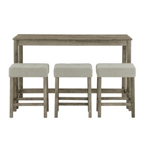 DSVIMOY Counter and Bar Stool Set Bar Table with 3 Upholstered Stools for Dining Room, Brown, 64"*25"*7.8" - 1 of 4