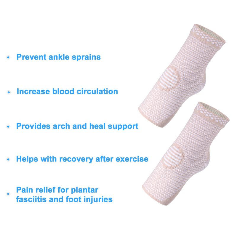Unique Bargains Ankle Brace Sleeve Achilles Tendon Support Ankle Compression Sleeve Socks 1 Pair, 2 of 5