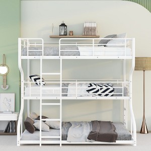 PAGED Twin XL over Twin XL Bunk Bed Modern Metal Bed Frame with 2 Storage Drawers, Guardrail and Ladder for Bedroom - 1 of 4
