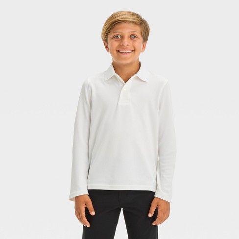 Boys Long Sleeve Performance Uniform Polo Shirt Cat Jack White Xxl Target