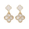 Adornia 14k Gold Plated Mother of Pearl and CZ Clover Drop Earrings - 4 of 4