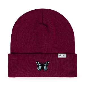 Dalix Butterfly Embroidered Beanie Insect Warm Winter Knit Hat for Women - 1 of 4