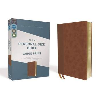 Niv, Personal Size Bible, Large Print, Leathersoft, Brown, Red Letter Edition, Comfort Print - by  Zondervan (Leather Bound)