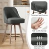 Bekrvio Counter Height Bar Stools, 26" Mid-Century Swivel Barstools with Backs - Linen Upholstered Wood Legs, Kitchen Island Counter Chairs - 3 of 4