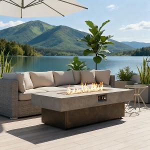 Tabletop Propane Fire Pits, 55 x 23 in, 50,000 BTU outdoor firepit table, Suitable for Outdoor, Patio, Balcony, three height options - 1 of 4