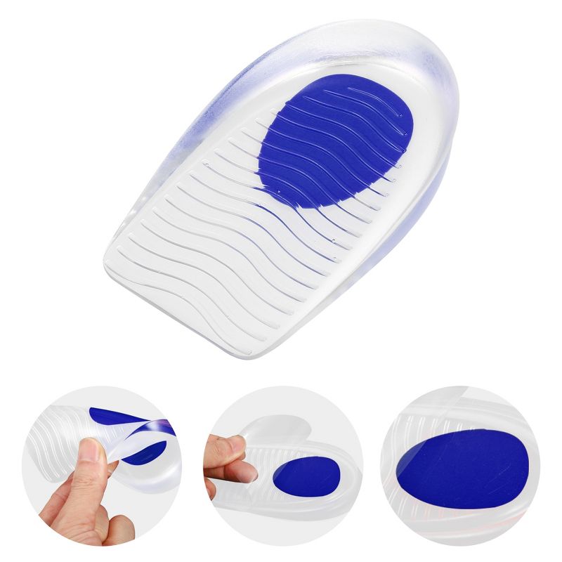 Unique Bargains Silicone Heel Support Cup Pads Orthotic Insole Plantar Care Heel Pads Ripple Pattern Size 40-46 2Pcs, 5 of 7