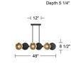 Possini Euro Design Kora 48" Modern Pendant Chandelier Ceiling Light Fixture Dining Room Over Table Kitchen Island Linear 6-Light LED Black Gold - 4 of 4