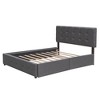 TIRAMISUBEST Upholstered Platform Bed with 2 Drawers and 1 Twin XL Trundle, Queen Size Linen Fabric Bed Frame with Button Tufted Headboard - 4 of 4