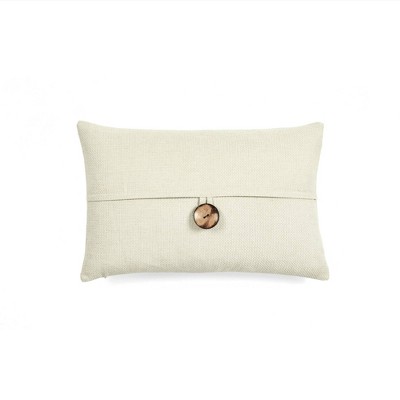 Oversize Linen Texture Woven Button Family-Friendly Throw Pillow Cover - Lush Décor
