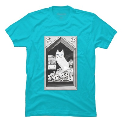 Men's Design By Humans Ghost cat the Keeper of the Crypt By runcatrun T-Shirt