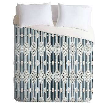 King Heather Dutton West End Midnight Geometric Comforter Set Beige - Deny Designs