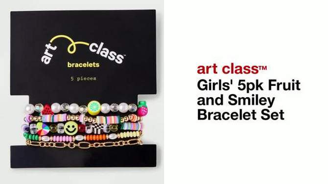 Girls&#39; 5pk Fruit and Smiley Bracelet Set - art class&#8482;, 2 of 5, play video