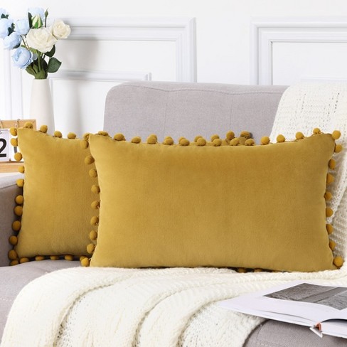 Pavilia Set Of 2 Pom Pom Throw Pillow Covers, Decorative Pompom Fringe  Square Cushion Cases For Couch Sofa Bed : Target