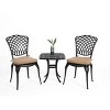3 Piece Patio Seating Set, Aluminum Patio Accent Chairs Set Of 2 With Umbrella Hole And Cushion,Square Metal Bistro Table Set -Maison Boucle - 2 of 4