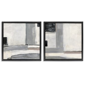 Stupell Industries Industrial Abstract Grey Geometric 2pc Floating Frame Art Set - 1 of 4